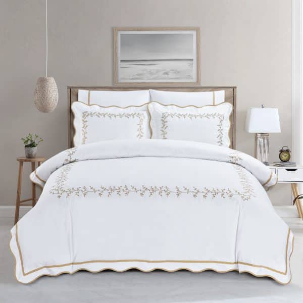 סט מצעים לבן וזהב דגם רויאלטי לאונרדו