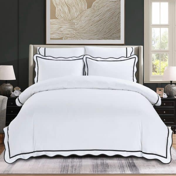 סט מצעים לבן ושחור דגם רויאלטי קלאסיק