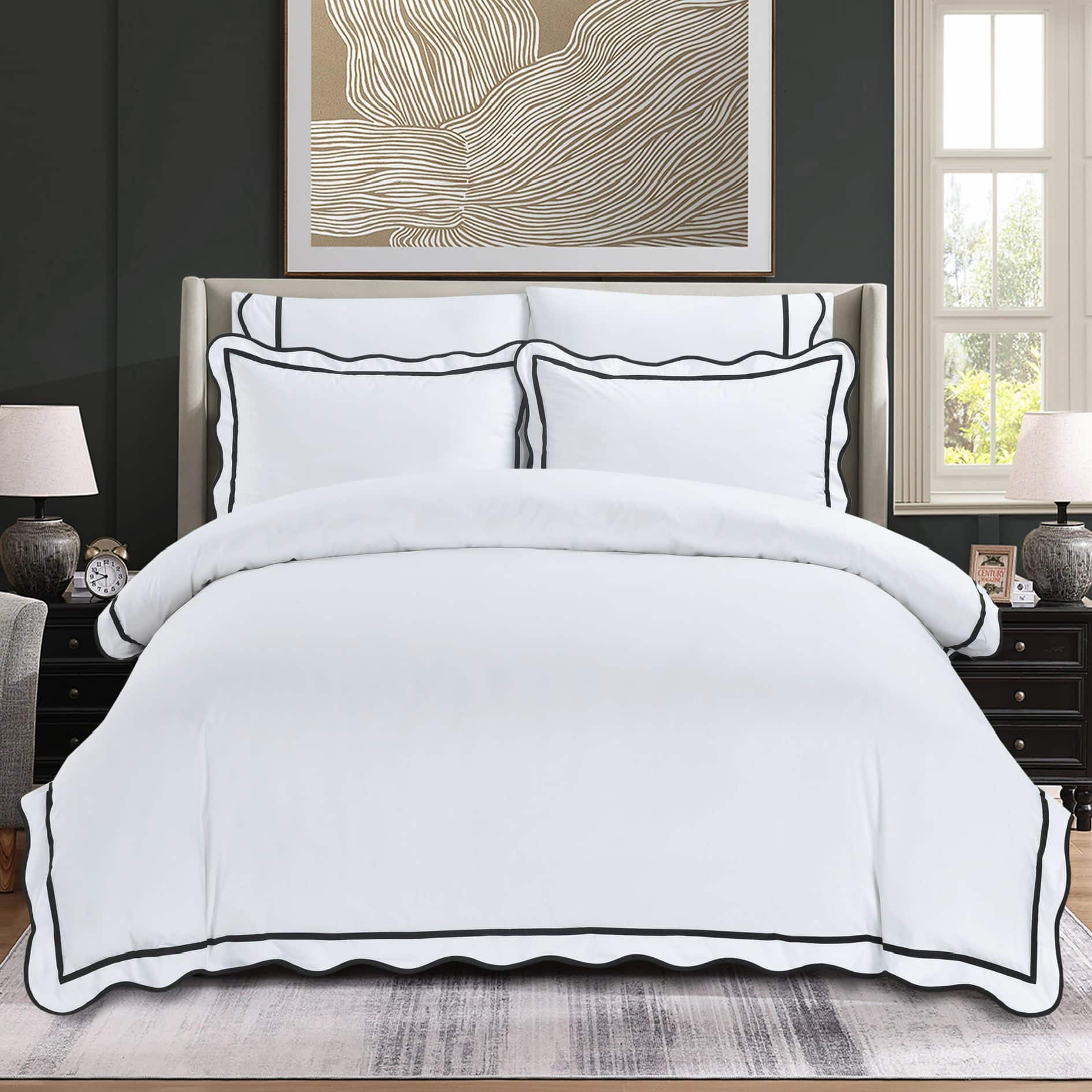 סט מצעים לבן ושחור דגם רויאלטי קלאסיק סט מצעים לבן ושחור דגם רויאלטי קלאסיק