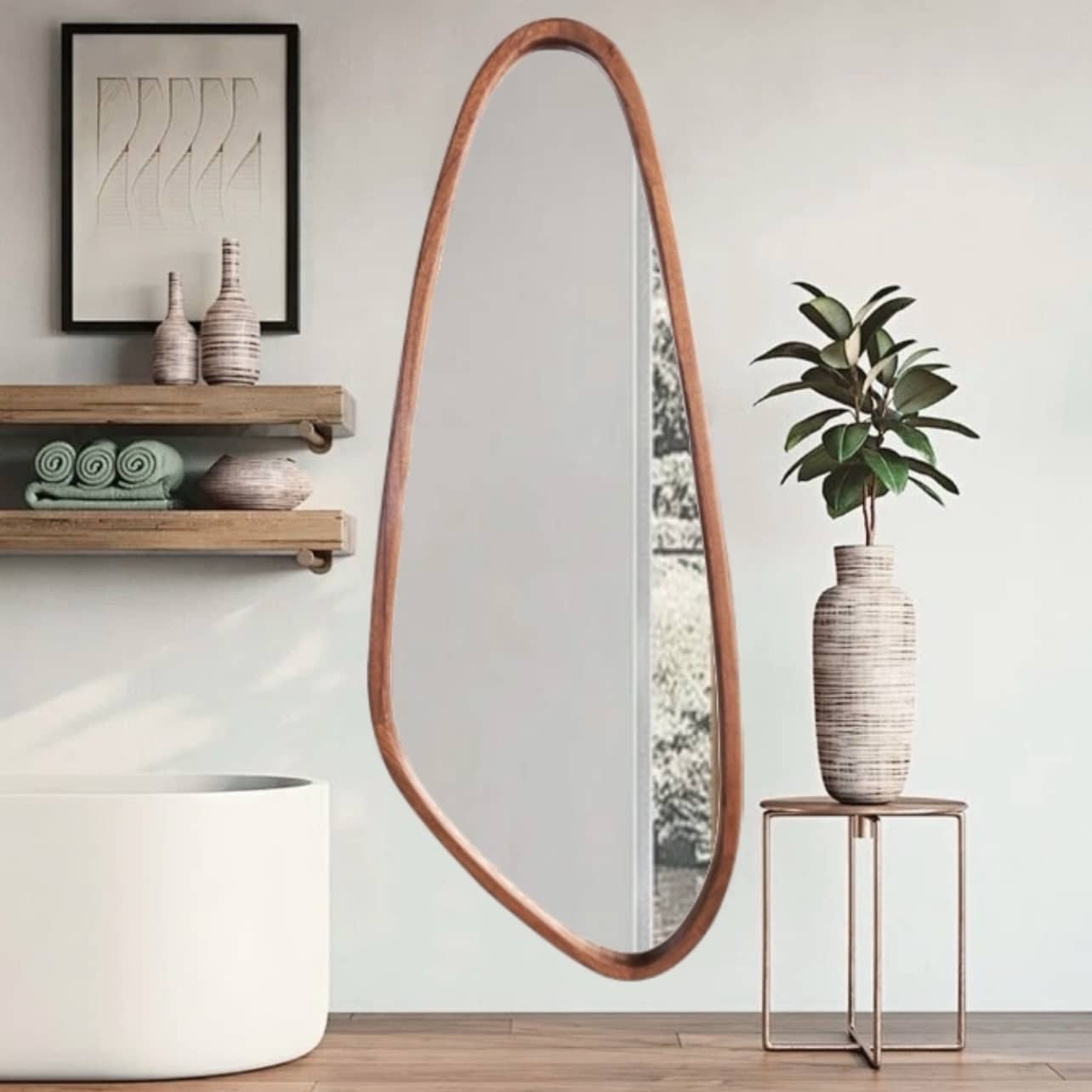 מראת עץ אגוז רובי דגם פרל