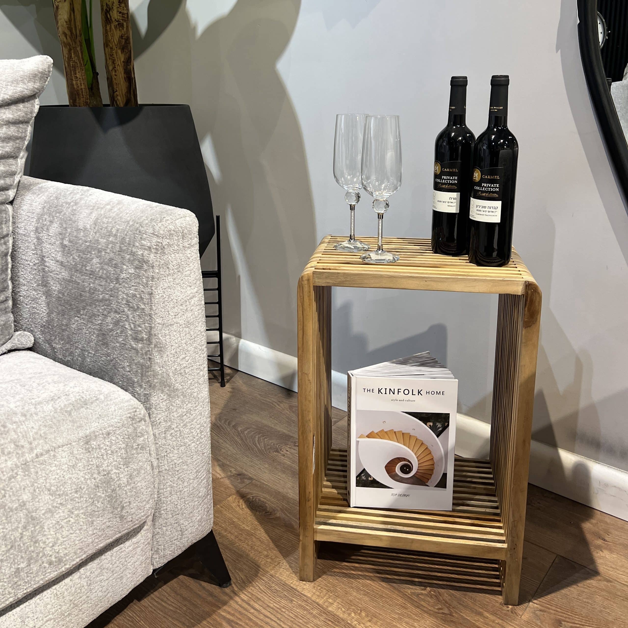 שולחן צד פסים עץ טבעי דגם רוני שולחן צד פסים עץ טבעי דגם רוני