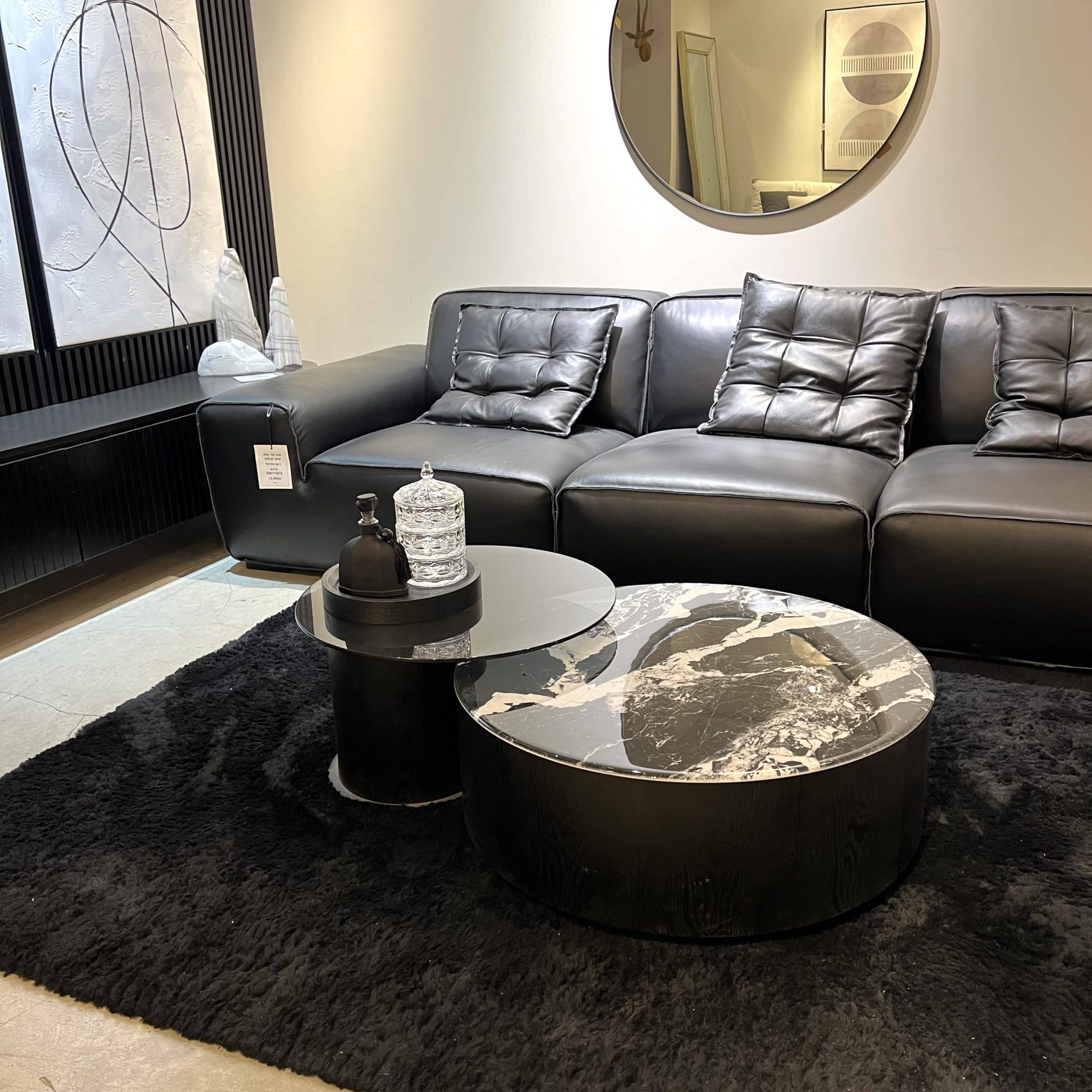 סט שולחן סלון ונשכן גלאס בלק מרבל 80 | 60 דגם סופיטל סט שולחן סלון ונשכן גלאס בלק מרבל 80 | 60 דגם סופיטל