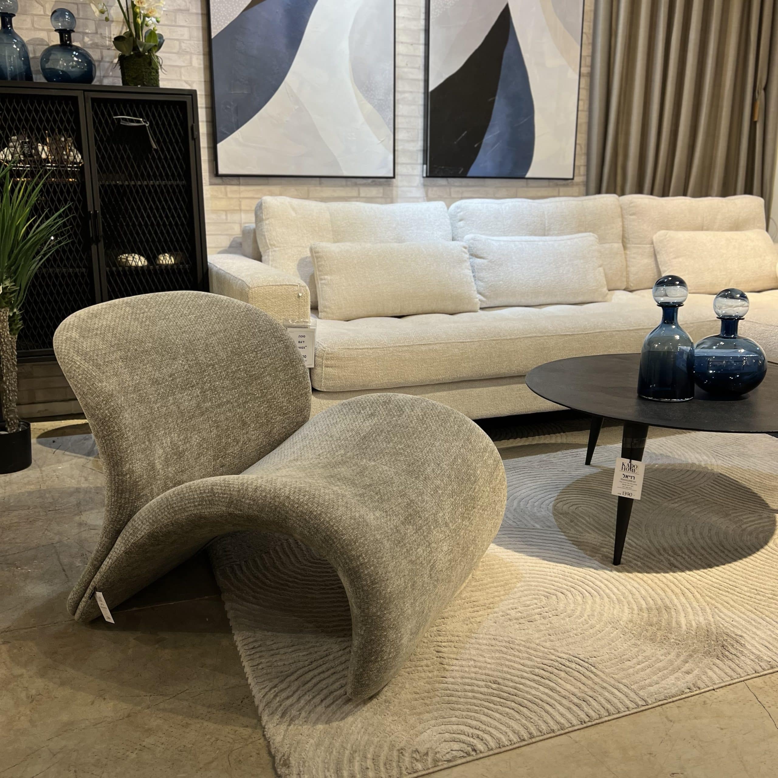 כורסא יוקרתית מוניקה בד אריג אפור דגם גרייס כורסא יוקרתית מוניקה בד אריג אפור דגם גרייס