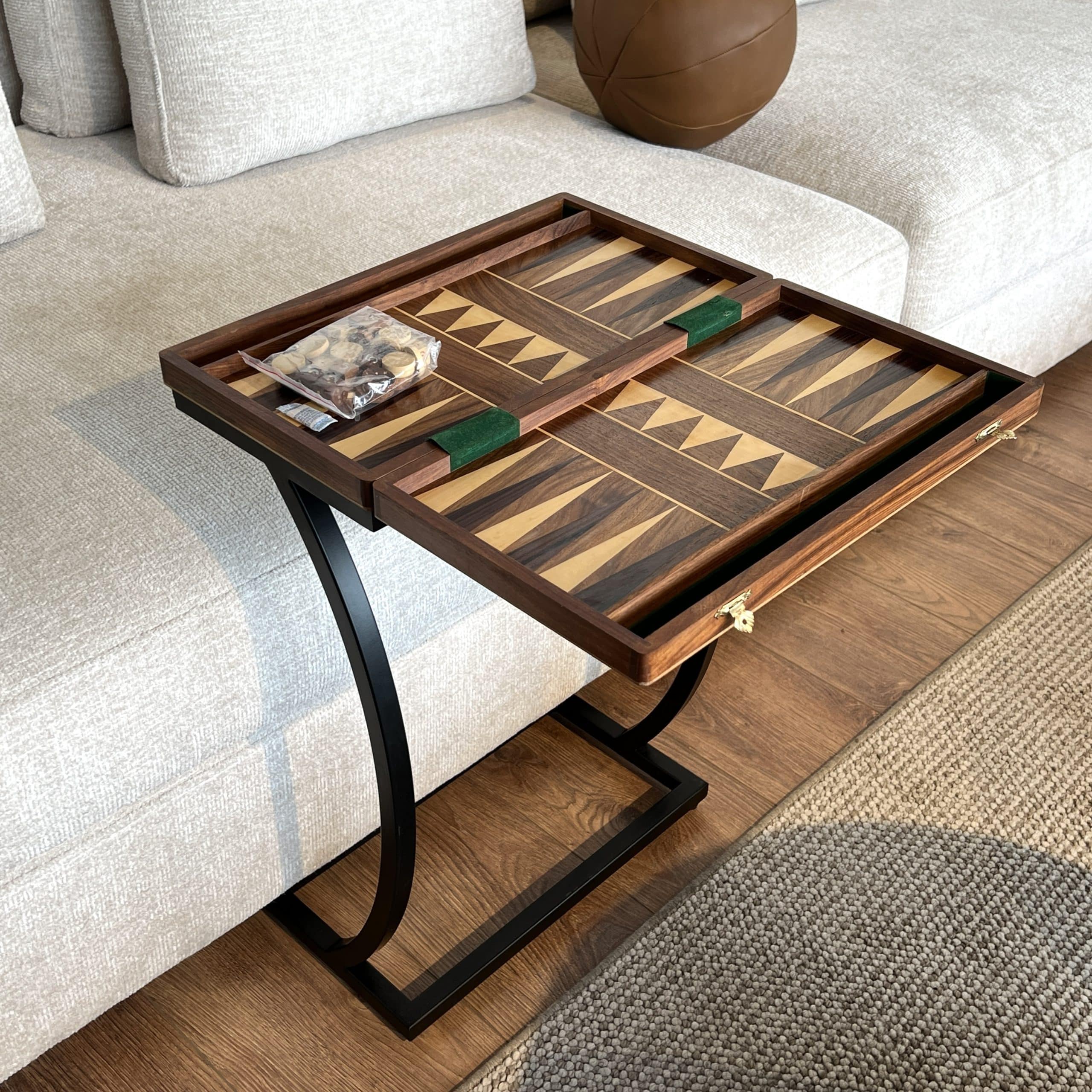 נשכן שש בש + כלים עץ רגל ברזל שחור דגם סוניל - אחרון במלאי! נשכן שש בש + כלים עץ רגל ברזל שחור דגם סוניל - אחרון במלאי!