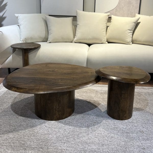 שולחנות קפה עץ 2 חלקים משולש דגם נוקס