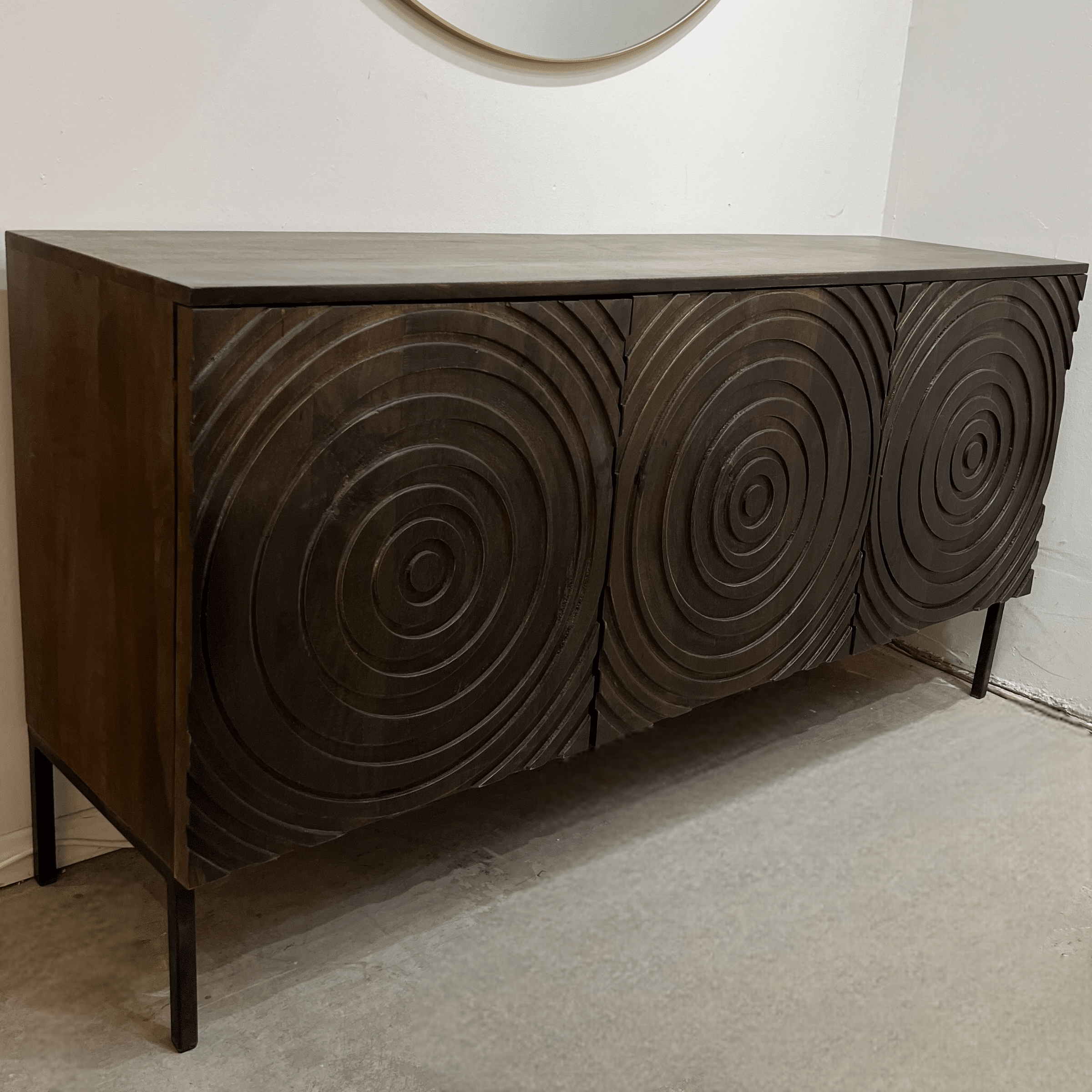 קומודה מעוצבת מנגו ווד סירקל שייפ דגם שאנטי