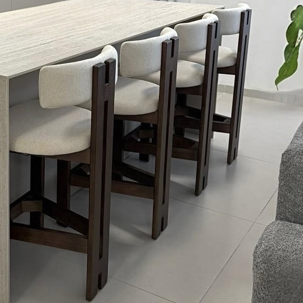 כסא בר פאלם אריג אבן רגל עץ אגוז דגם סופיטל