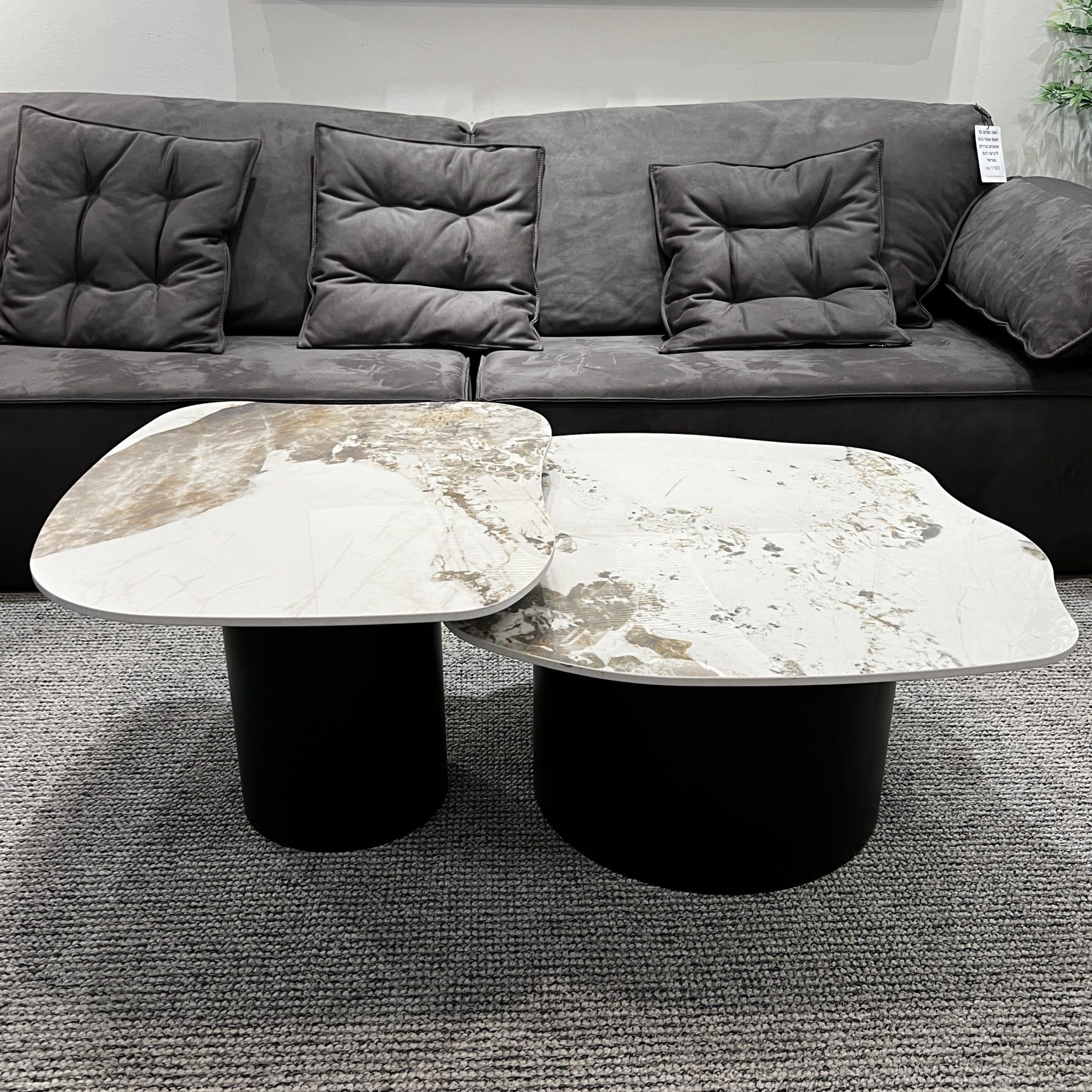 סט זוג שולחנות סלון אמורפי בלק מרבל רגל מוברשת דגם סופיטל - SALE! סט זוג שולחנות סלון אמורפי בלק מרבל רגל מוברשת דגם סופיטל - SALE!