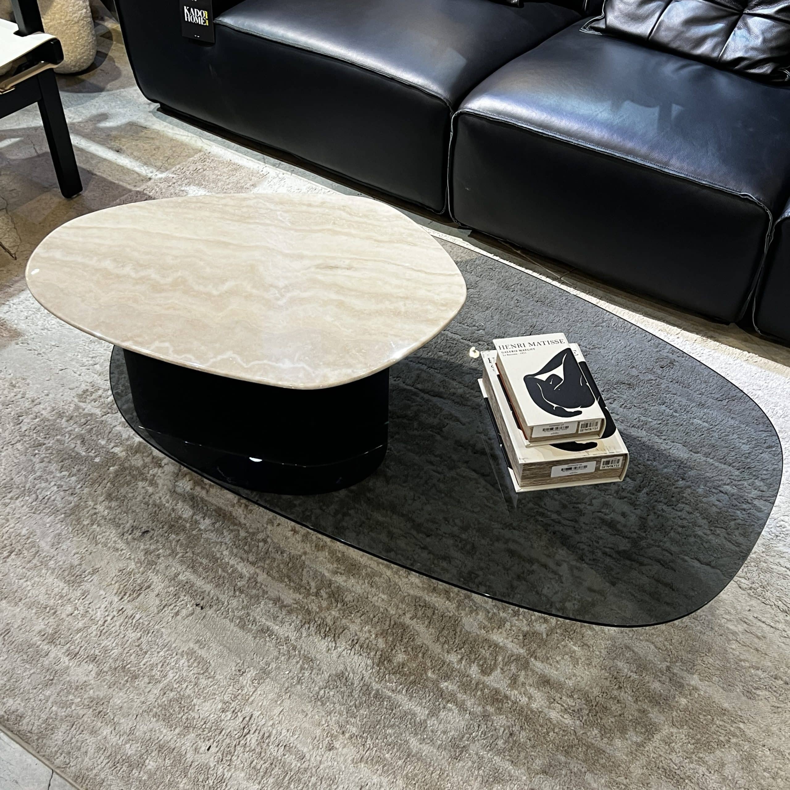 שולחן סלון ויוו זכוכית שחורה פלטה טרוורטין נשלפת דגם סופיטל - limited edition! שולחן סלון ויוו זכוכית שחורה פלטה טרוורטין נשלפת דגם סופיטל - limited edition!