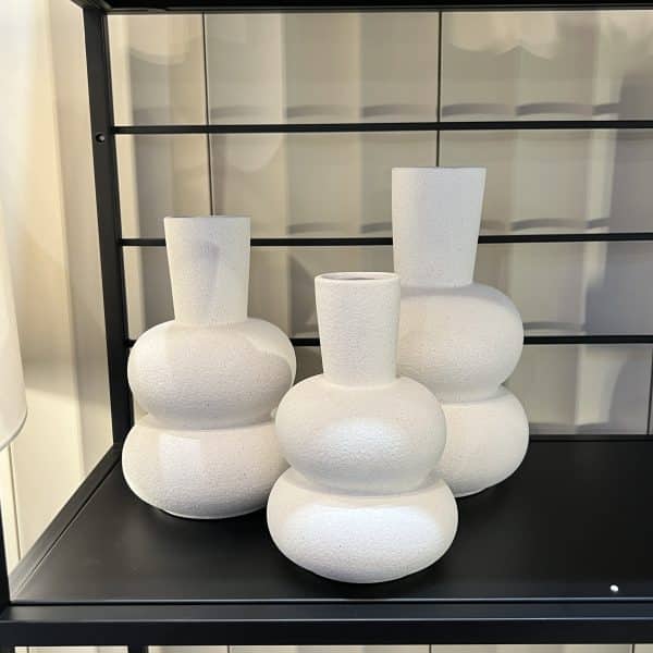 כד קרמיקה לבן בסיס עגול כפול דגם איקו