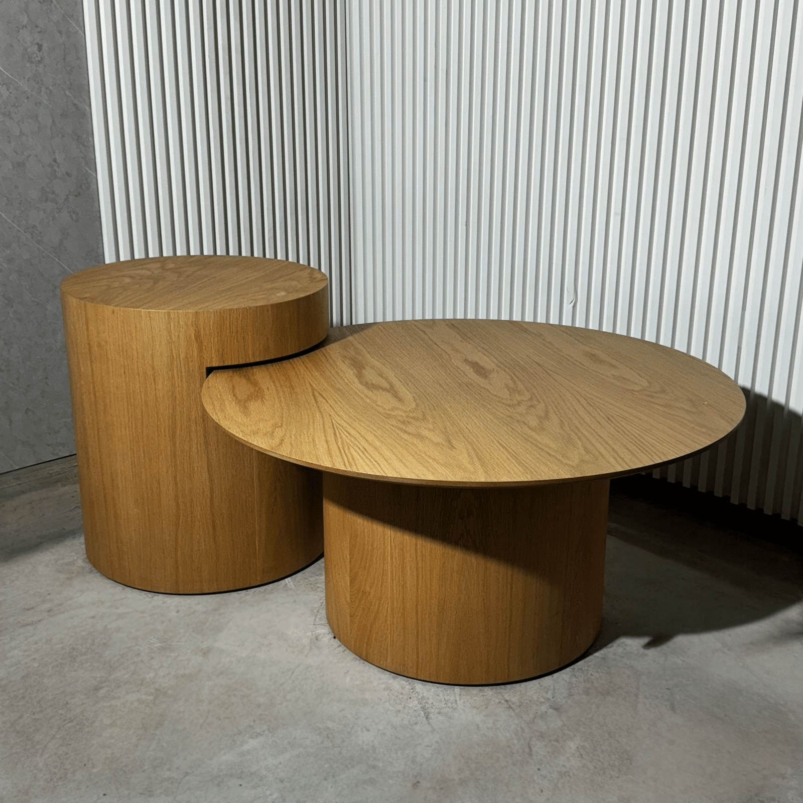 סט שולחנות סלון דגם טווין אלון טבעי - מלאי סט שולחנות סלון דגם טווין אלון טבעי - מלאי