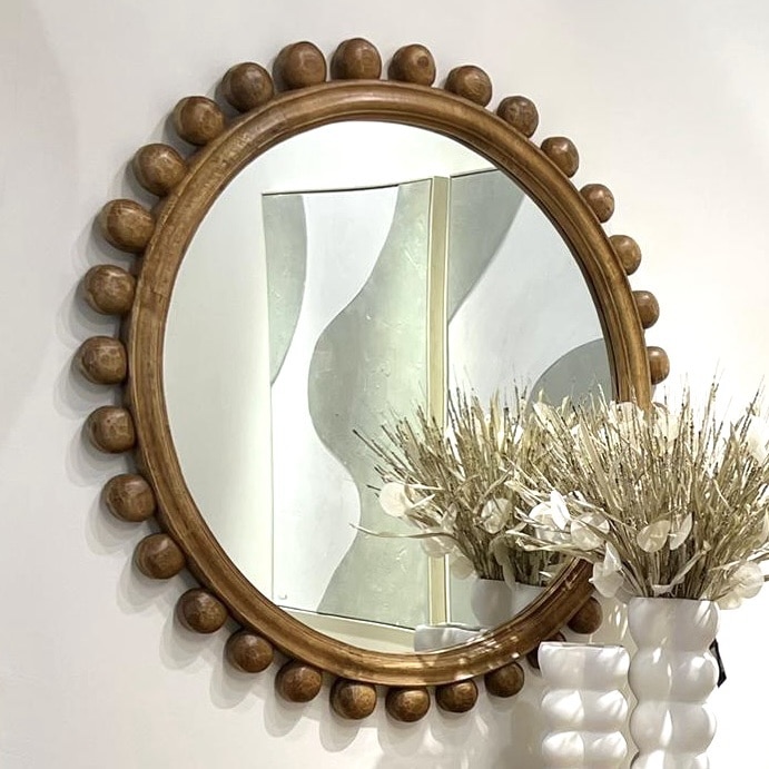 מראה עגולה עץ טבעי דגם שירוג קוטר 90סמ מראה עגולה עץ טבעי דגם שירוג קוטר 90סמ