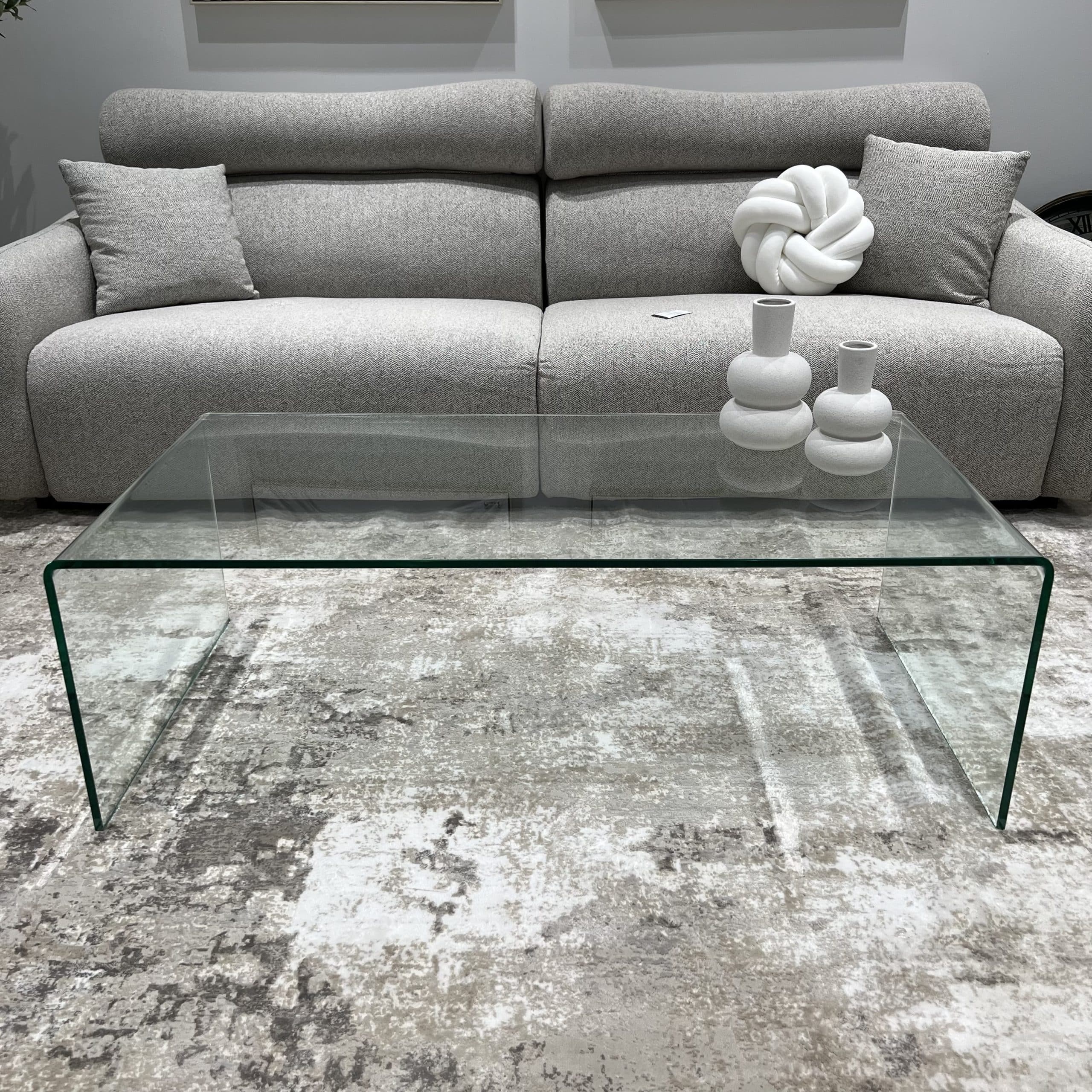 שולחן סלון מלבני זכוכית מחוסמת שקופה דגם פלור שולחן סלון מלבני זכוכית מחוסמת שקופה דגם פלור