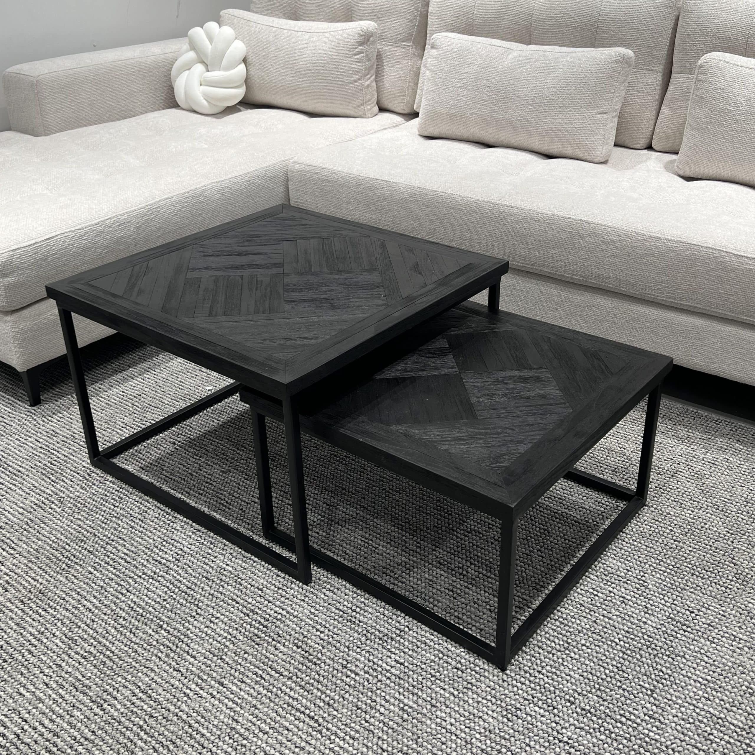 סט שולחנות מרובעים פישבונד שחור דגם רוני סט שולחנות מרובעים פישבונד שחור דגם רוני