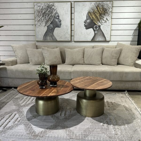 שולחנות סלון מורין בסיס זהב פלטה עץ דגם ראבי