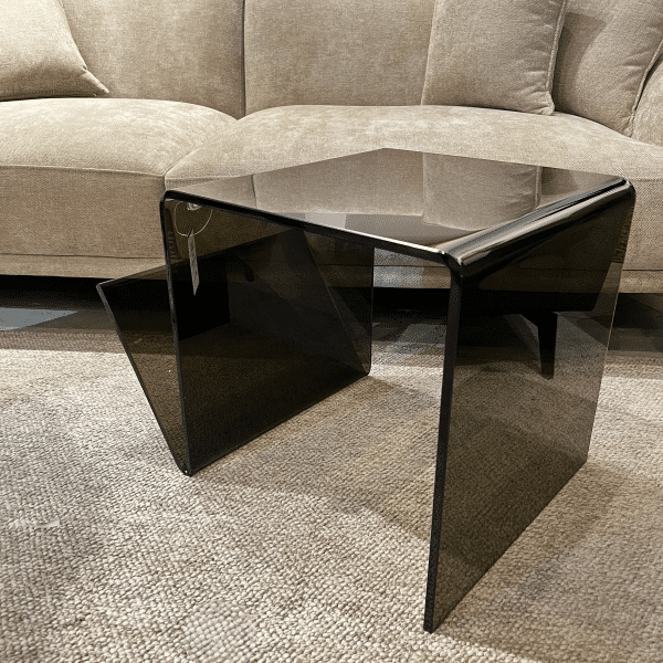 שולחן צד יוקרתי מעמד לספרים זכוכית חומה דגם פלור