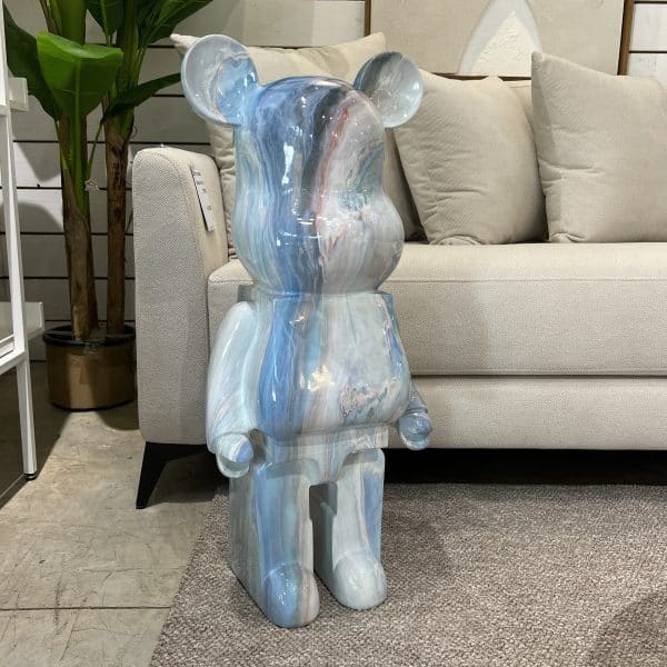 פסל דובי צבעוני מעוצב לבן תכלת דגם איקו