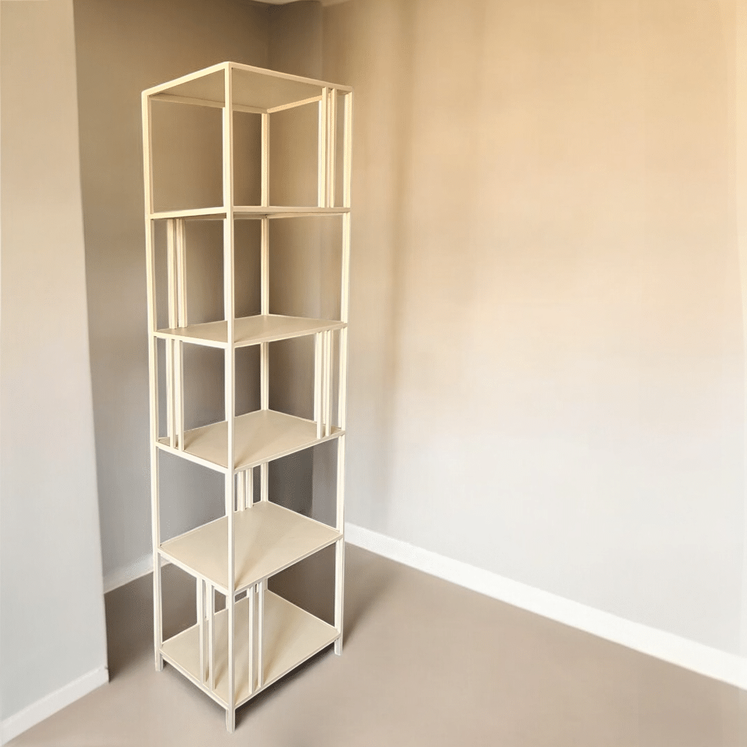 יחידת מדפים מעוצבת סידני צרה 60/40/200 מתכת שמנת דגם סופיטל - אספקה 9.25