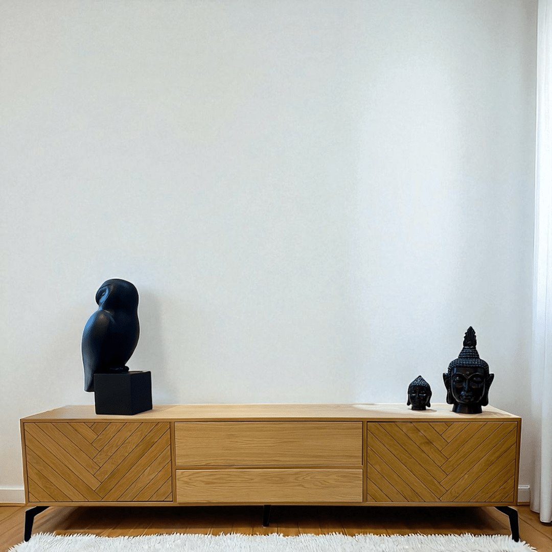 מזנון עץ דגם פישבון במעטפת צבע בתנור ו4 קלפות בדוגמת פישבון מיוחד- עיצוב אישי