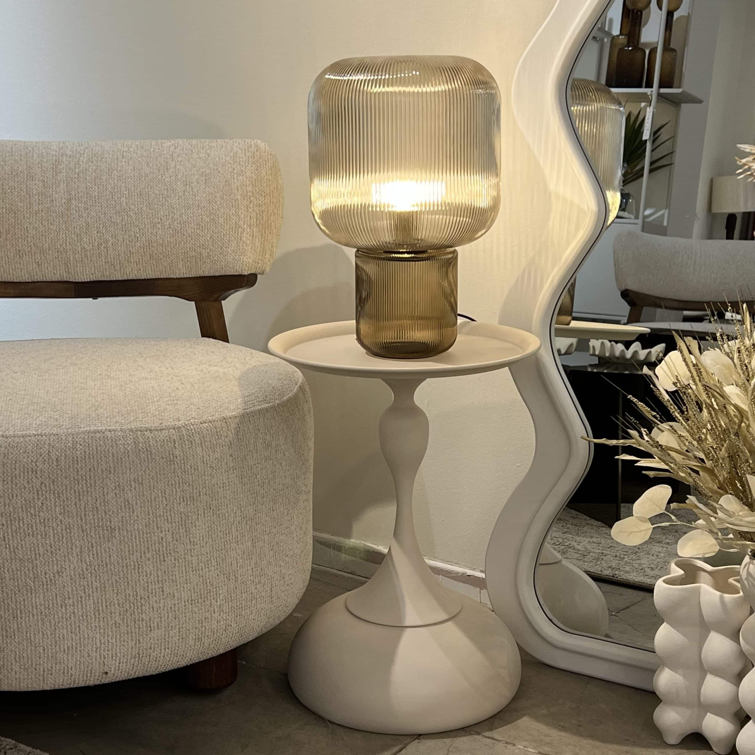 מנורה שולחן יוקרתית ניוטון זכוכית אפור דגם פלור מנורה שולחן יוקרתית ניוטון זכוכית אפור דגם פלור