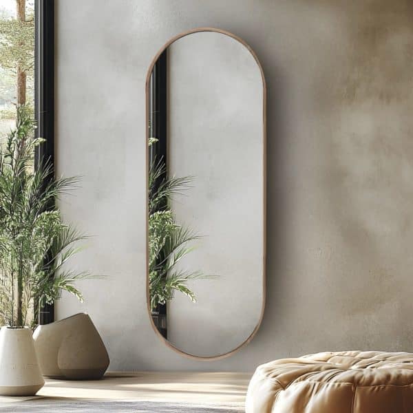 מראה קפסולה מסגרת עץ דגם שחם