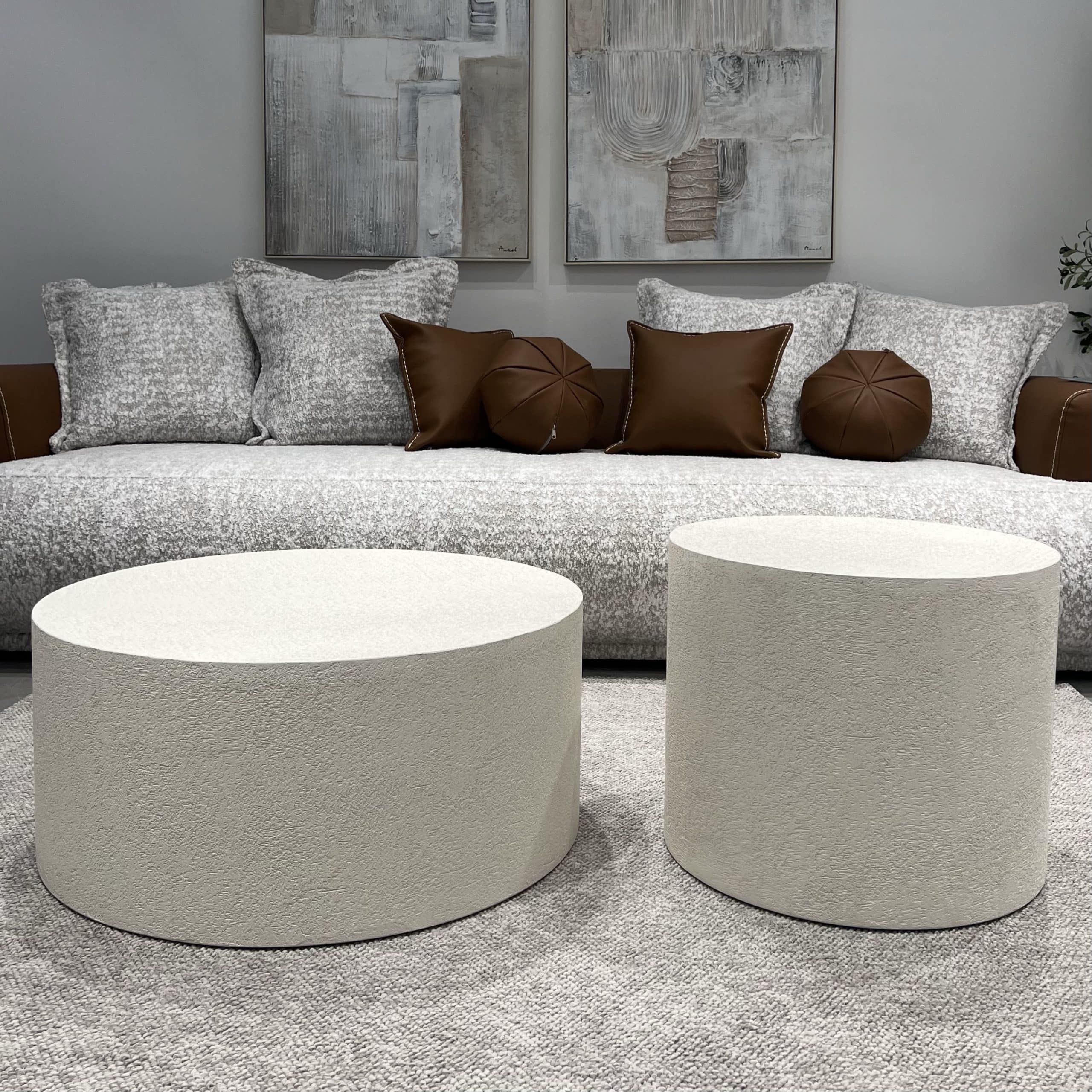 סט שולחנות סלון עגולים בגימור אבן דגם טורנדו | בעיצוב אישי סט שולחנות סלון עגולים בגימור אבן דגם טורנדו | בעיצוב אישי