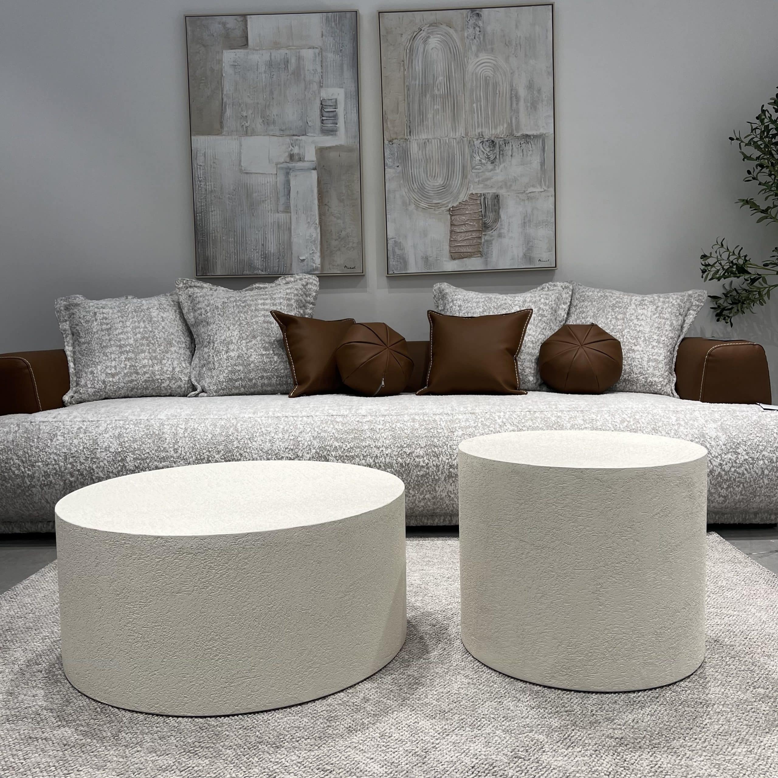 סט שולחנות סלון עגולים בגימור אבן דגם טורנדו | בעיצוב אישי סט שולחנות סלון עגולים בגימור אבן דגם טורנדו | בעיצוב אישי