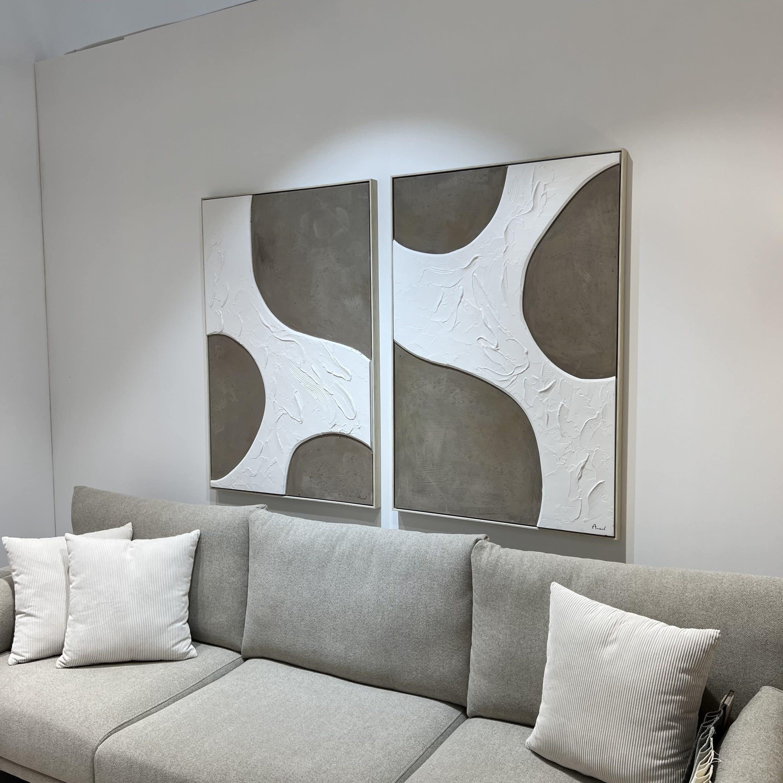 תמונה מעוצבת גלים חום שמנת בעבודת יד דגם אנאל תמונה מעוצבת גלים חום שמנת בעבודת יד דגם אנאל