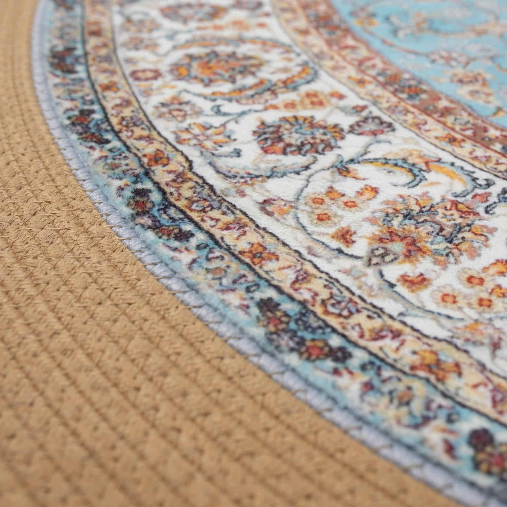 שטיח חבל וינטאג׳ דגם אינדיגו חבל טורקיז 120סמ - SALE!