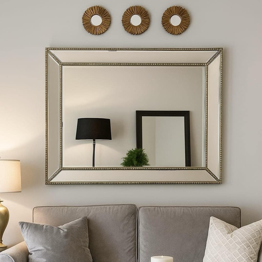 מראה יוקרתית גדולה מסגרת פאזות עיטור זהב דגם איקו מראה יוקרתית גדולה מסגרת פאזות עיטור זהב דגם איקו