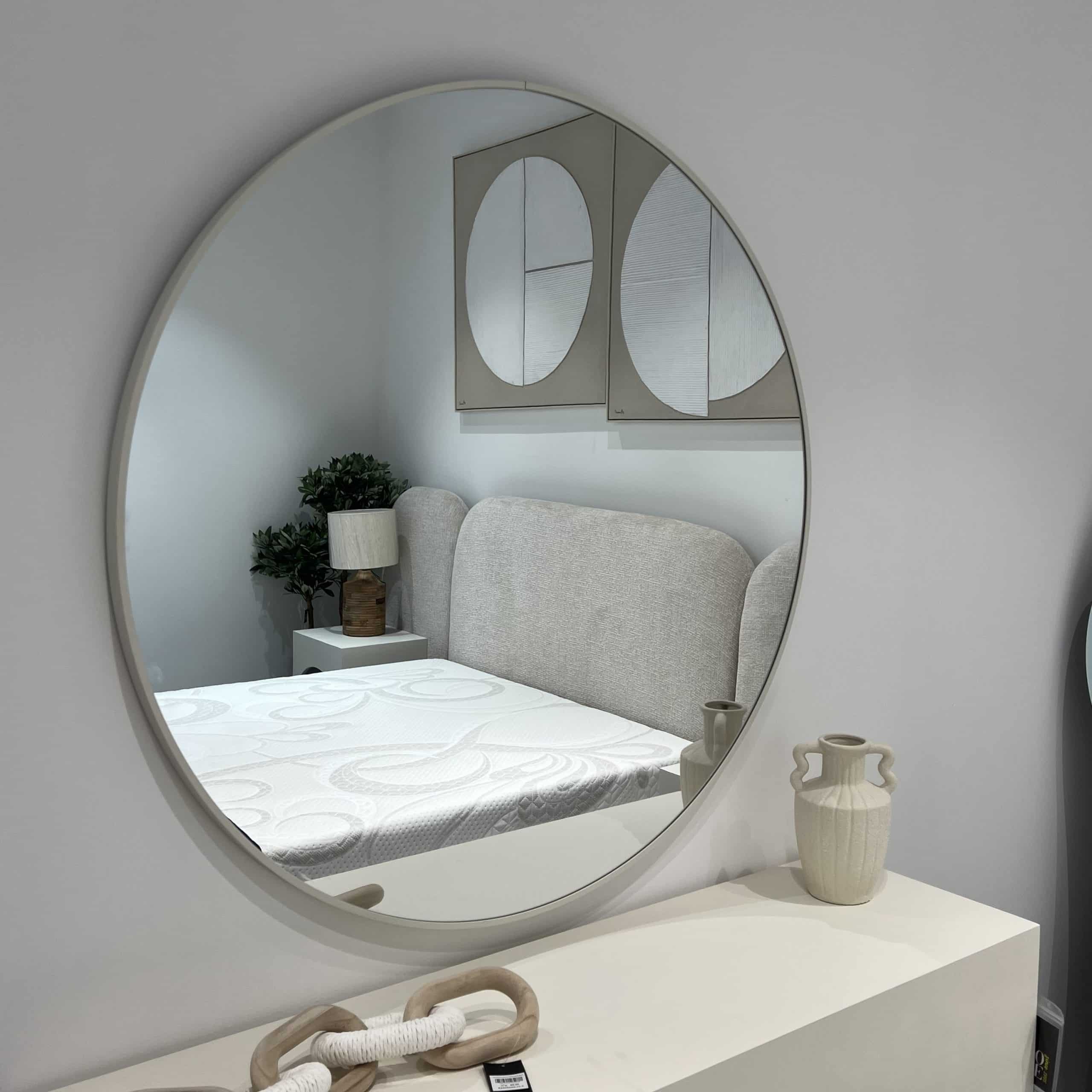 מראה עגולה מסגרת לבנה קוטר 100 דגם איקו