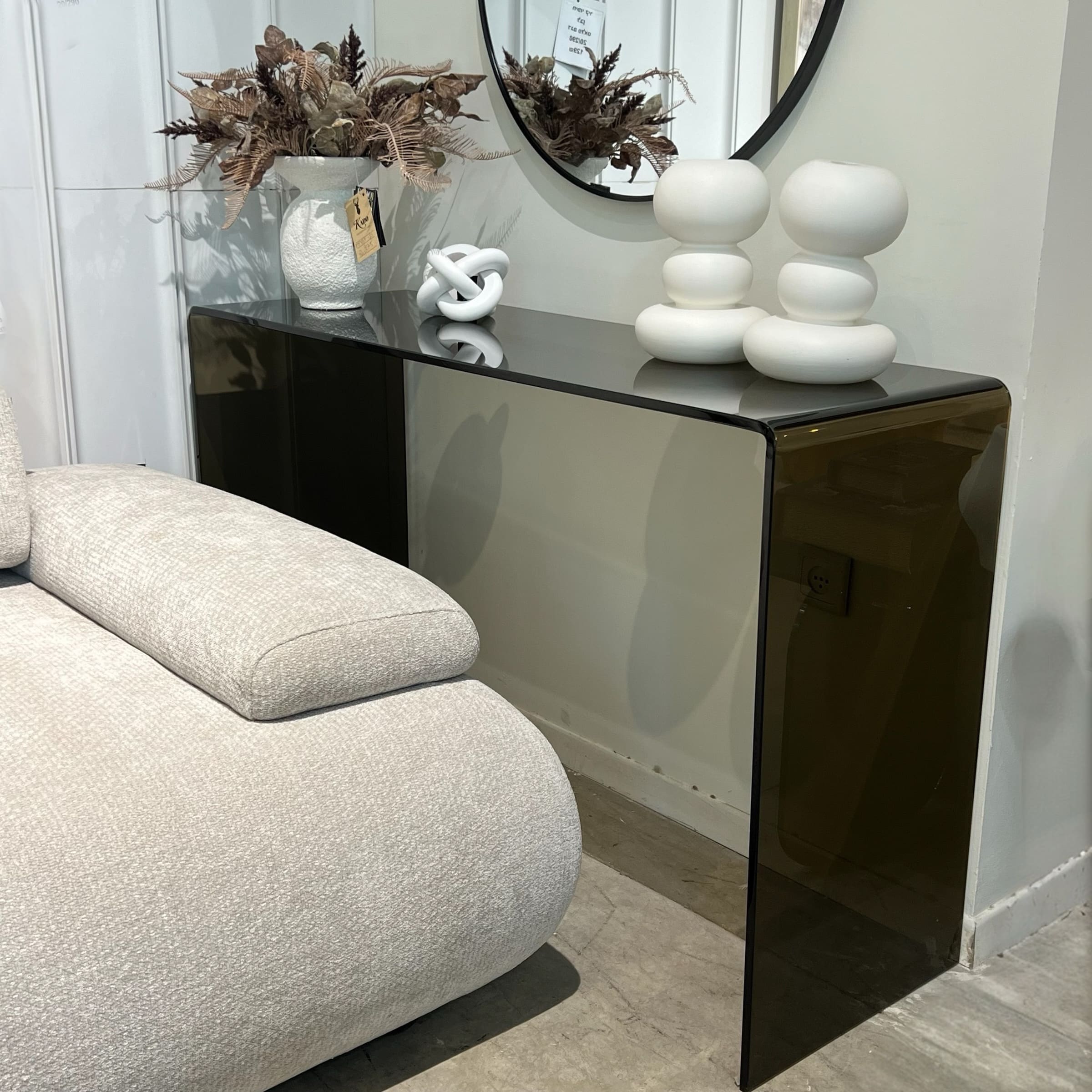 קונסולה מלבנית זכוכית מחוסמת חומה דגם פלור