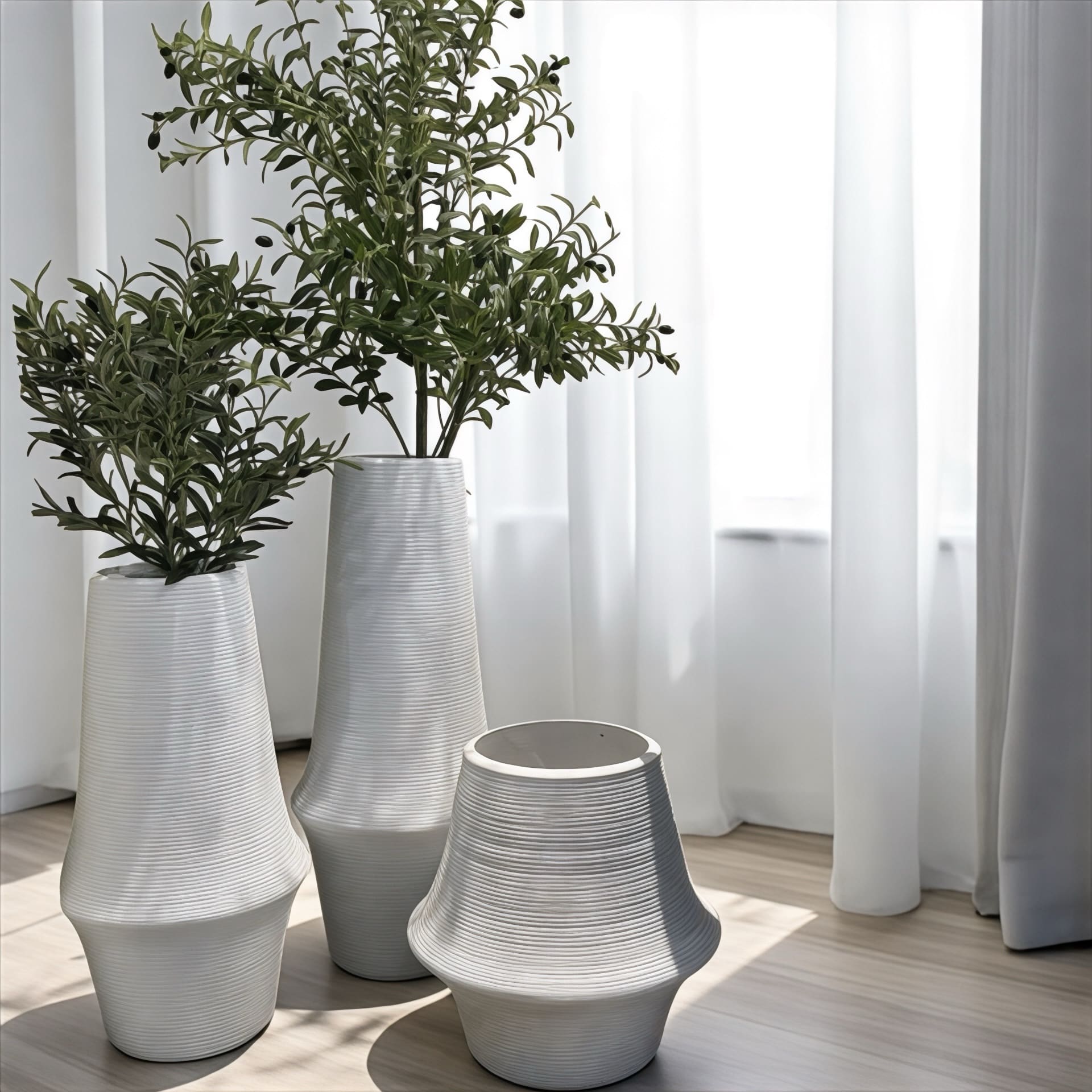 כד קרמיקה לבן מעוצב פס בולט דגם איקו | 3 גדלים לבחירה כד קרמיקה לבן מעוצב פס בולט דגם איקו | 3 גדלים לבחירה