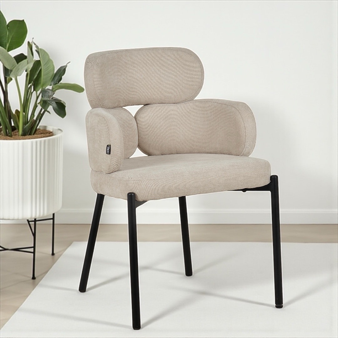 כיסא יוקרתי באבלס אריג שמנת ברזל שחור דגם לוסי - קולקציה חדשה!