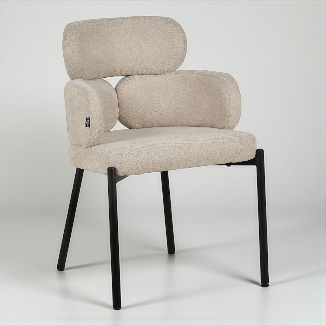 כיסא יוקרתי באבלס אריג שמנת ברזל שחור דגם לוסי - קולקציה חדשה!