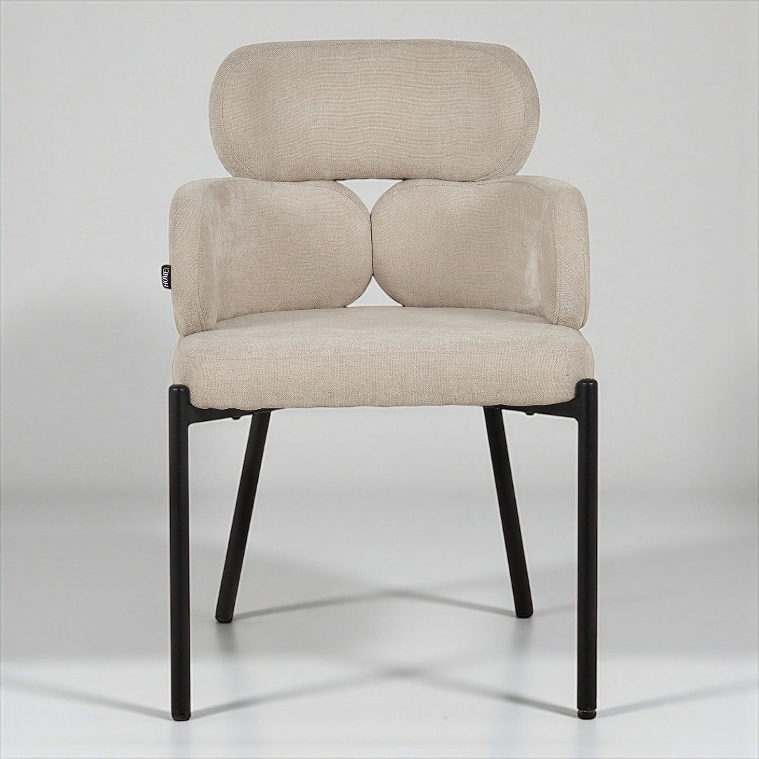 כיסא יוקרתי באבלס אריג שמנת ברזל שחור דגם לוסי - קולקציה חדשה!