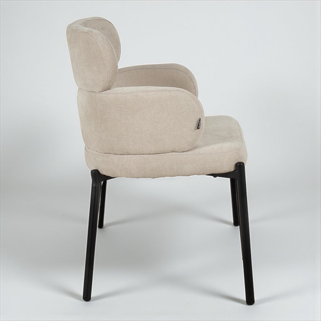 כיסא יוקרתי באבלס אריג שמנת ברזל שחור דגם לוסי - קולקציה חדשה!