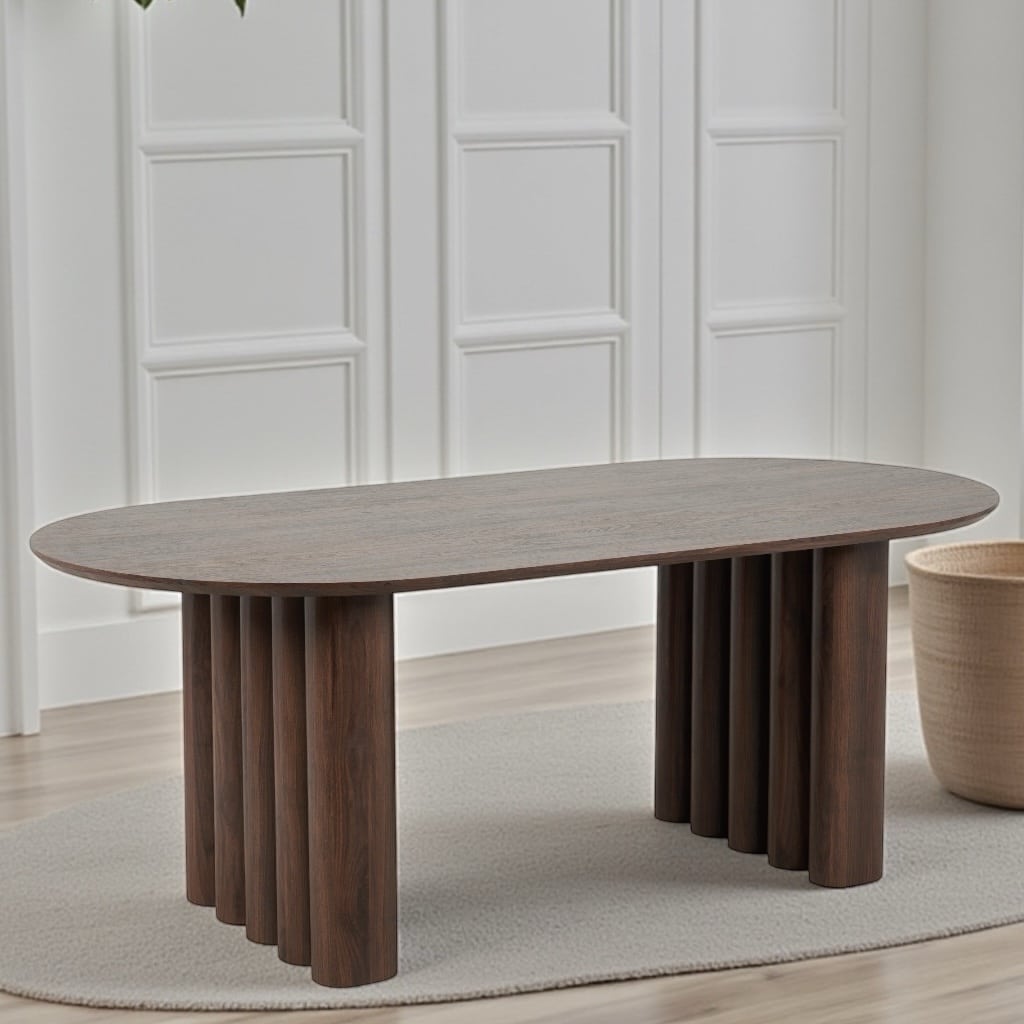 שולחן יוקרתי טופ מלבני פינות מעוגלות רגליים ישרות עיגולים גוון אגוז דגם לוסי - קולקציה חדשה! שולחן יוקרתי טופ מלבני פינות מעוגלות רגליים ישרות עיגולים גוון אגוז דגם לוסי - קולקציה חדשה!